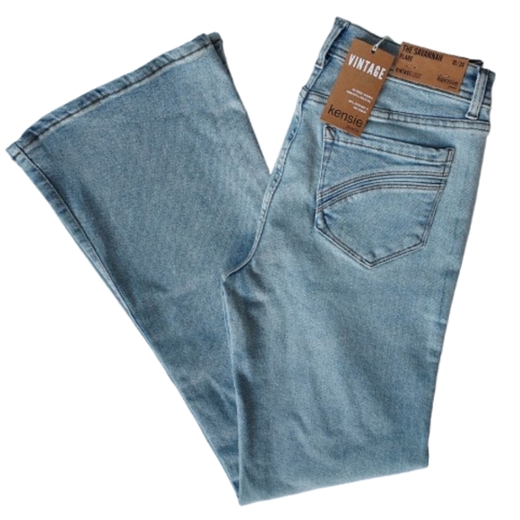 Kensie The Savannah Flare Denim Jeans Size 10 30 NEW NWT Split Hem Mid Rise - Picture 3 of 13